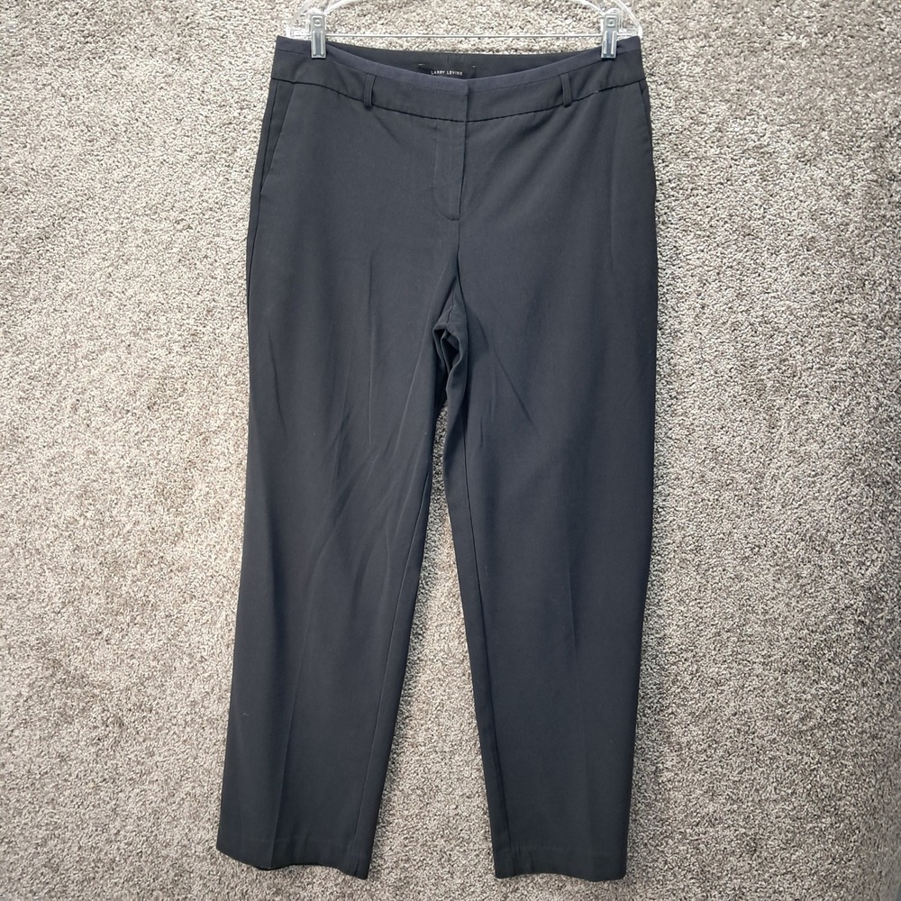 Larry Levine Womens Black Straight Leg Dress Pants Trousers Size 12 RN 143690